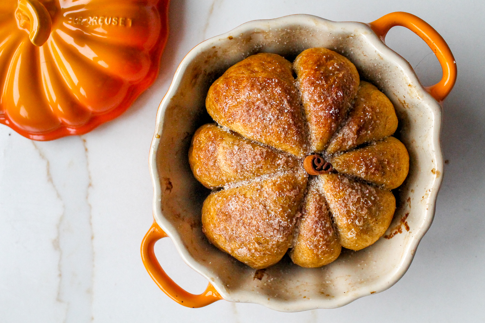 Pumpkin Bagels with Cinnamon Sugar Cream Cheese